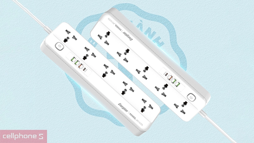 Thiết kế ổ cắm điện Energiner đa năng 5AC kèm 3USB-A và 1USB-C sạc nhanh