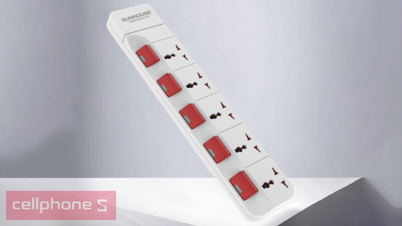 Ổ cắm điện Sunhouse SHE-OC1-5RD – Đảm bảo an toàn điện trong gia đình
