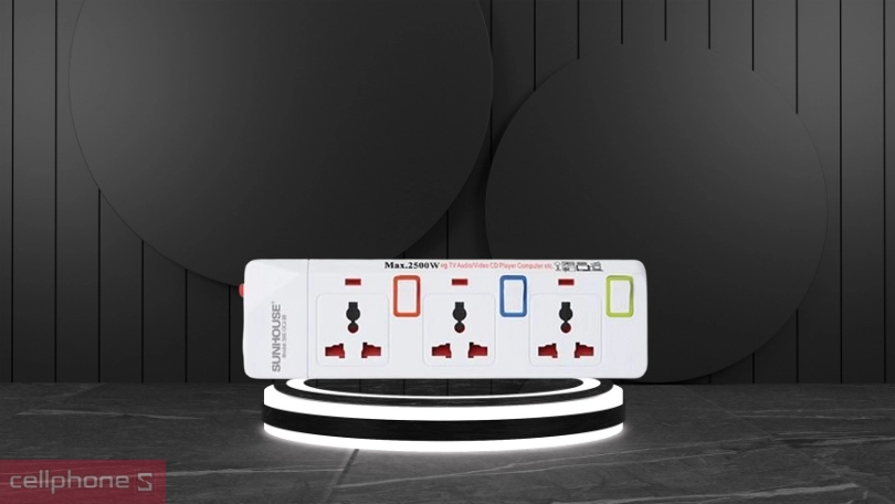 Ổ cắm điện Sunhouse SHE-OC2-3R - Dẫn điện tốt, bền bỉ theo năm tháng