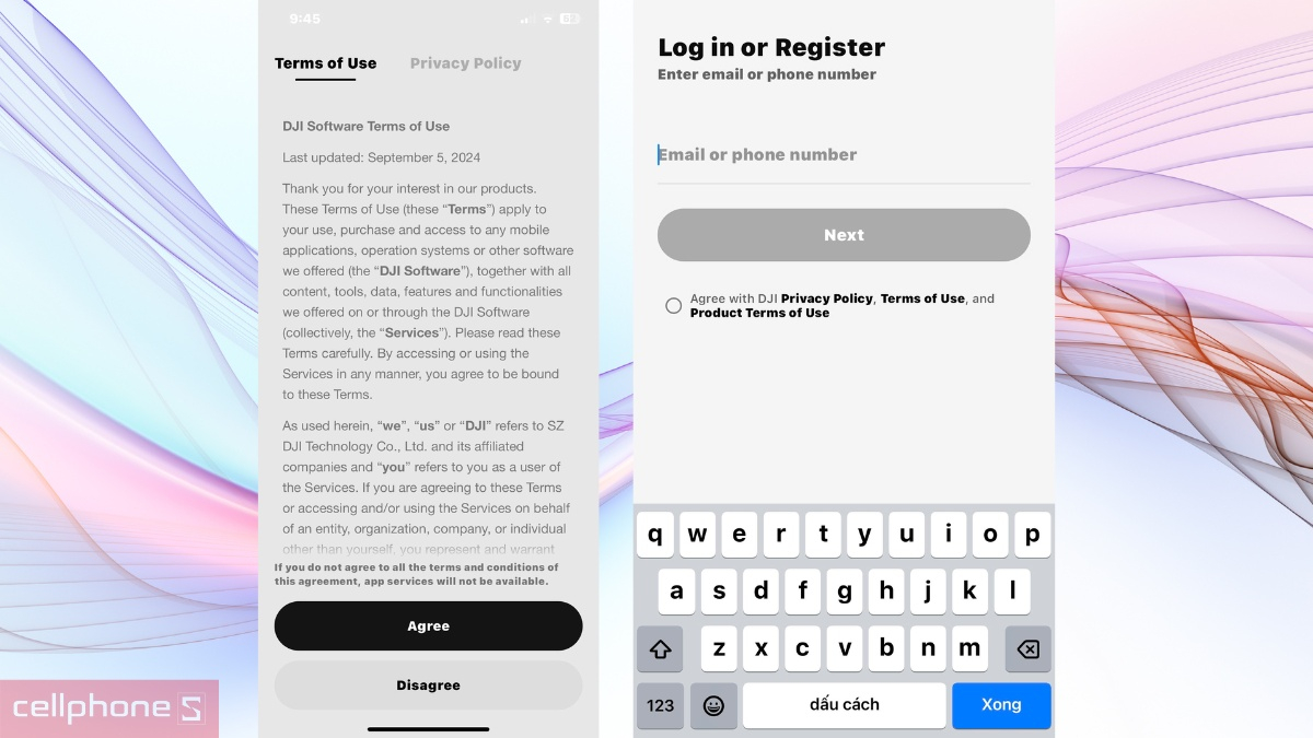 Đăng nhập app robot hút bụi lau nhà DJI ROMO S