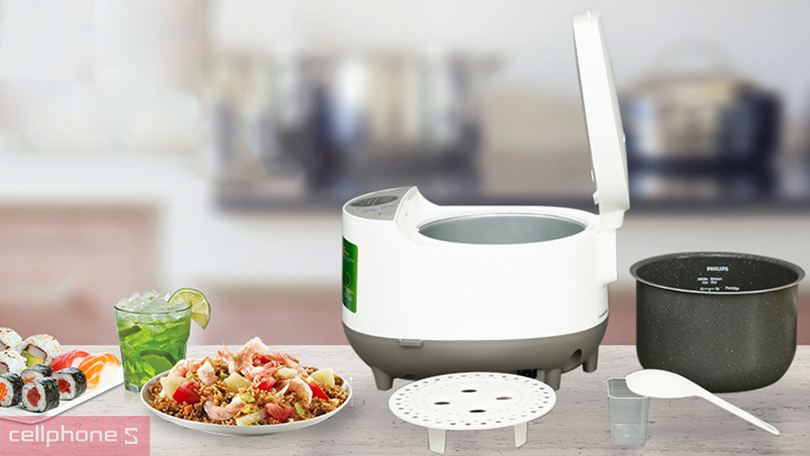 Nồi cơm điện Philips 1.8 lít HD4515/55 - Thiết kế hiện đại, đa dạng tính năng