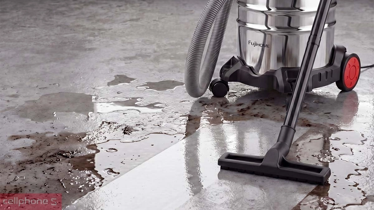 Thùng inox chống gỉ của máy hút bụi công nghiệp Fujihome VC12N