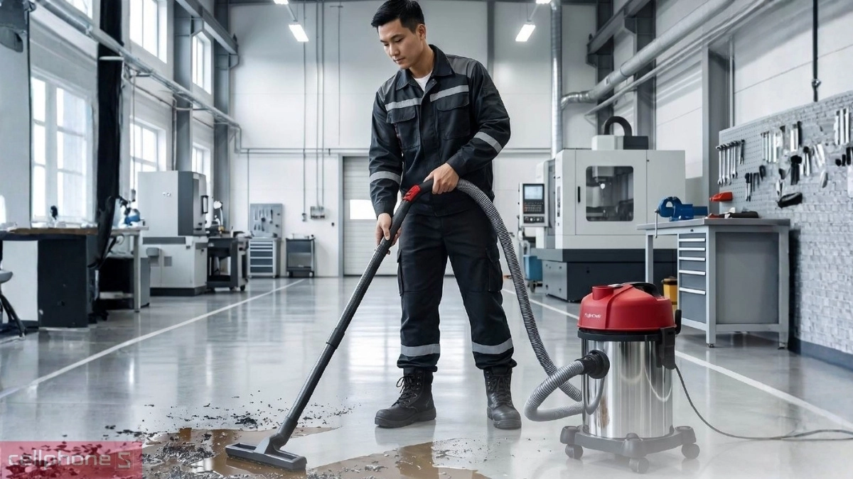 Thùng inox 18L bền bỉ của máy hút bụi công nghiệp Fujihome VC18N
