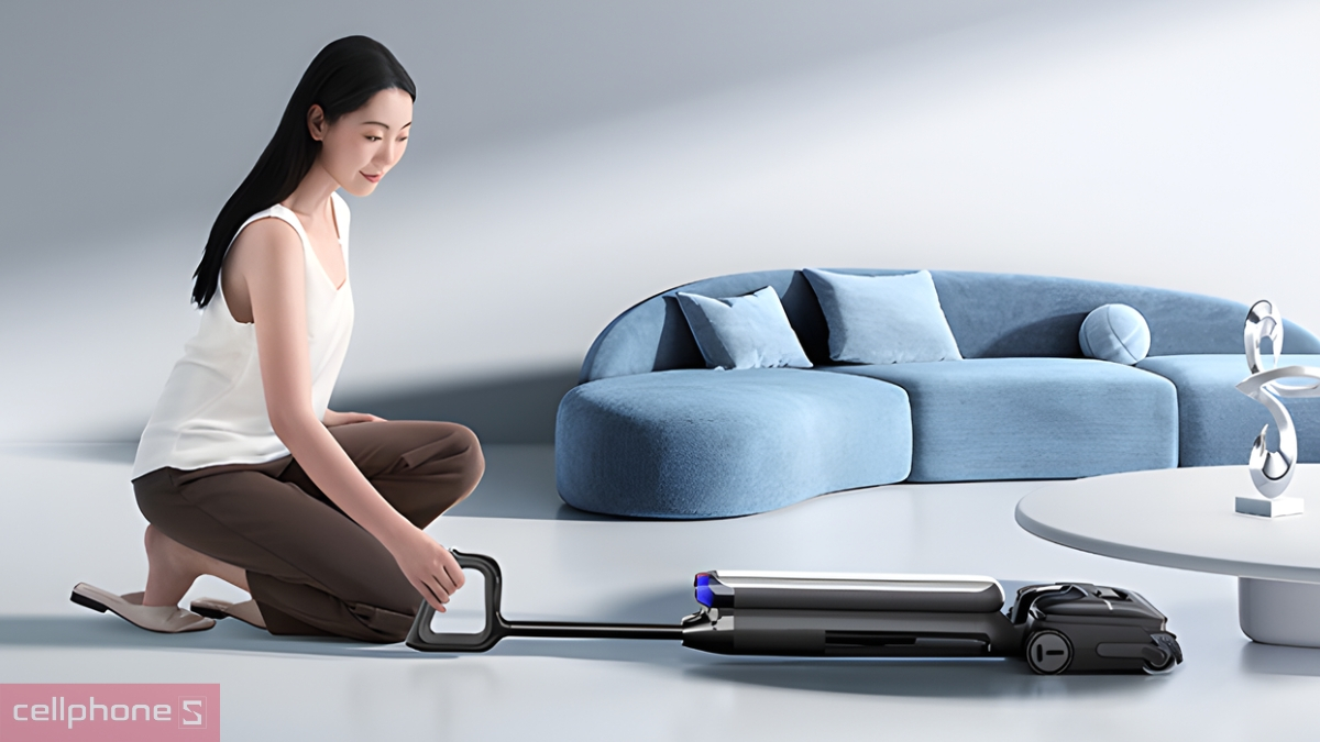 Máy hút bụi cầm tay Tineco Floor One S9 Artist Steam Pro sở hữu thiết kế màu xám đen