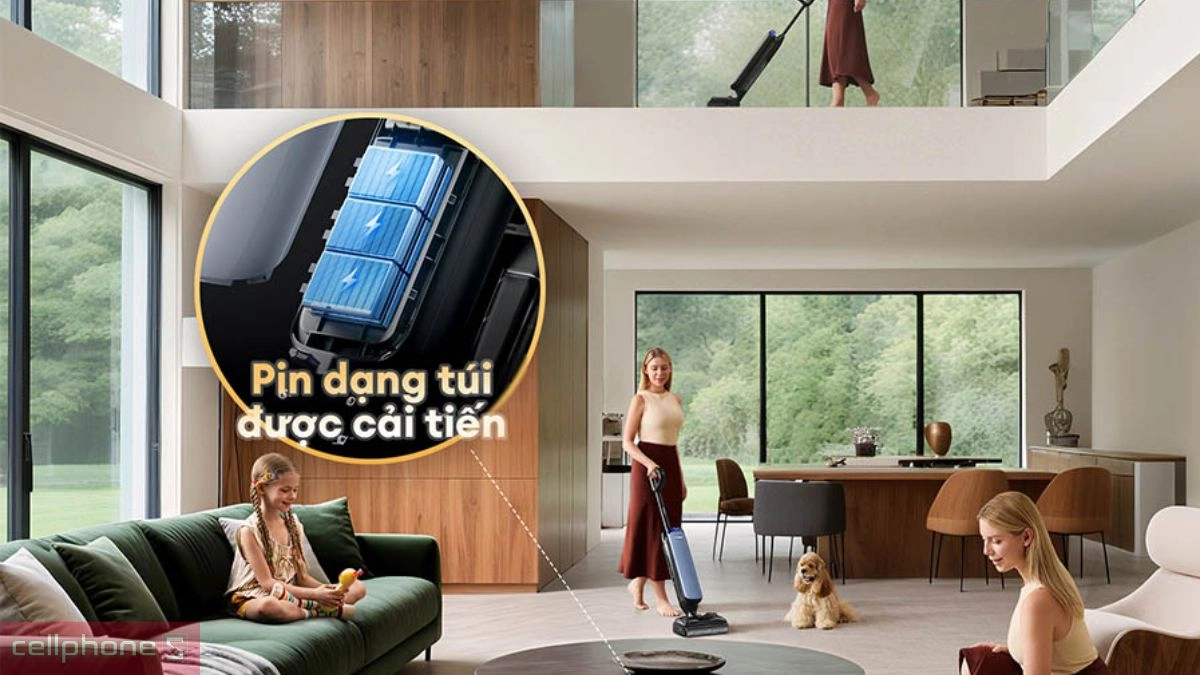 Dung lượng pin máy hút bụi cầm tay Tineco Floor One S9 Artist Prime