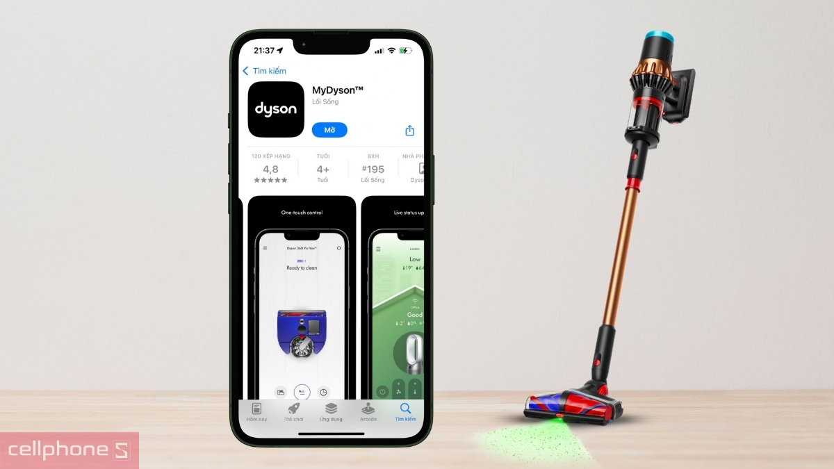Hướng dẫn kết nối máy hút bụi Dyson V16 Piston với app