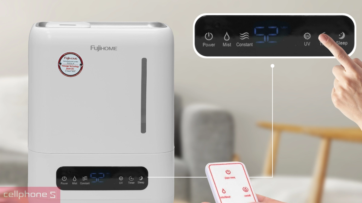 Khả năng cấp ẩm, điều khiển của máy phun sương tạo ẩm xông tinh dầu Fujihome HM04EUV