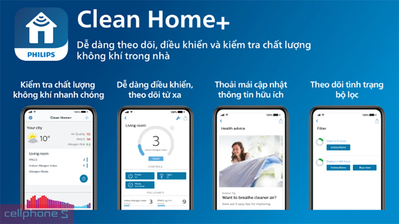 Kết nối ứng dụng thông minh Clean Home+ (Air+), hỗ trợ điều khiển từ xa