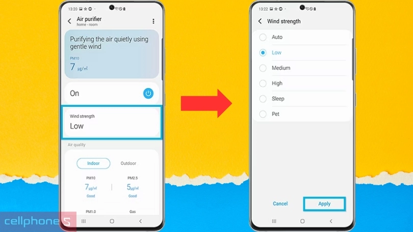 Cài đặt tốc độ gió cho máy lọc không khí Samsung AX32BG3100GB/SV BE