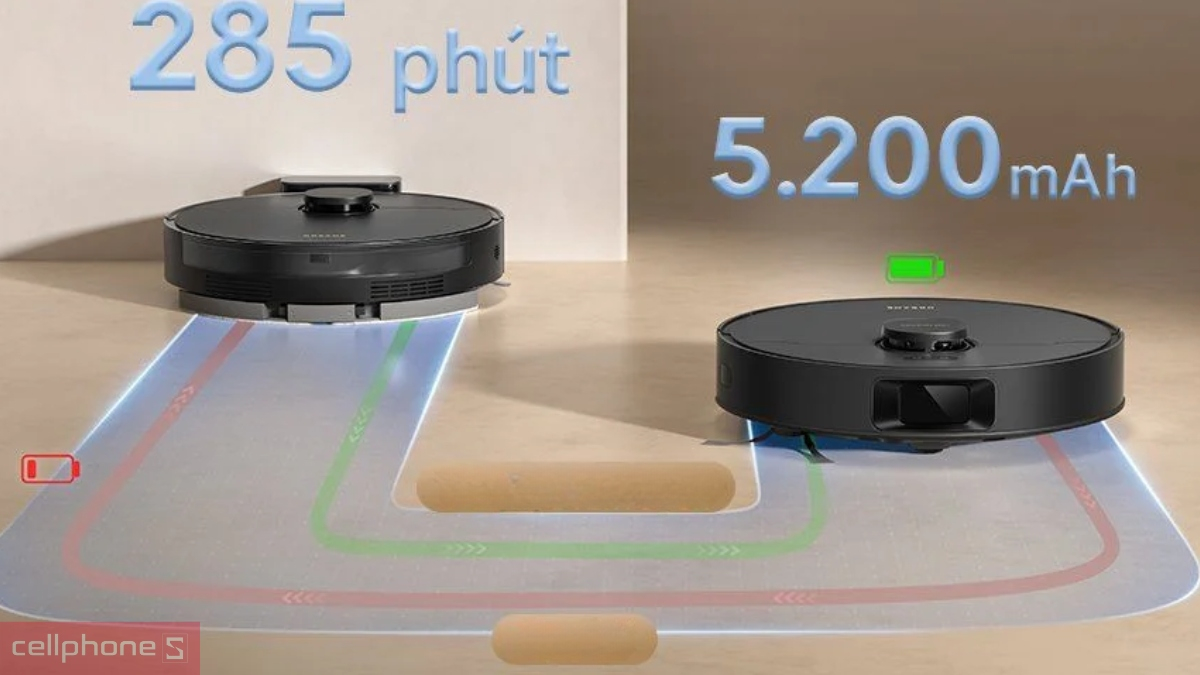 Thời lượng pin ấn tượng của robot hút bụi Dreame D20