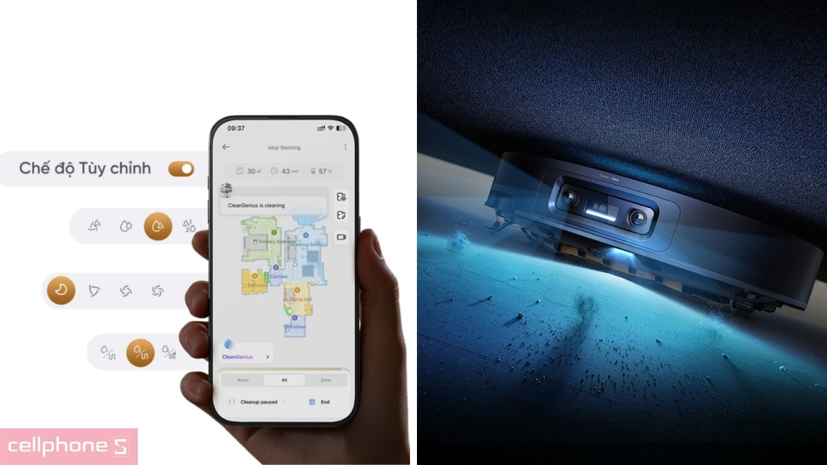 Robot hút bụi Dreame X60 Ultra kết nối trợ lý ảo qua ứng dụng