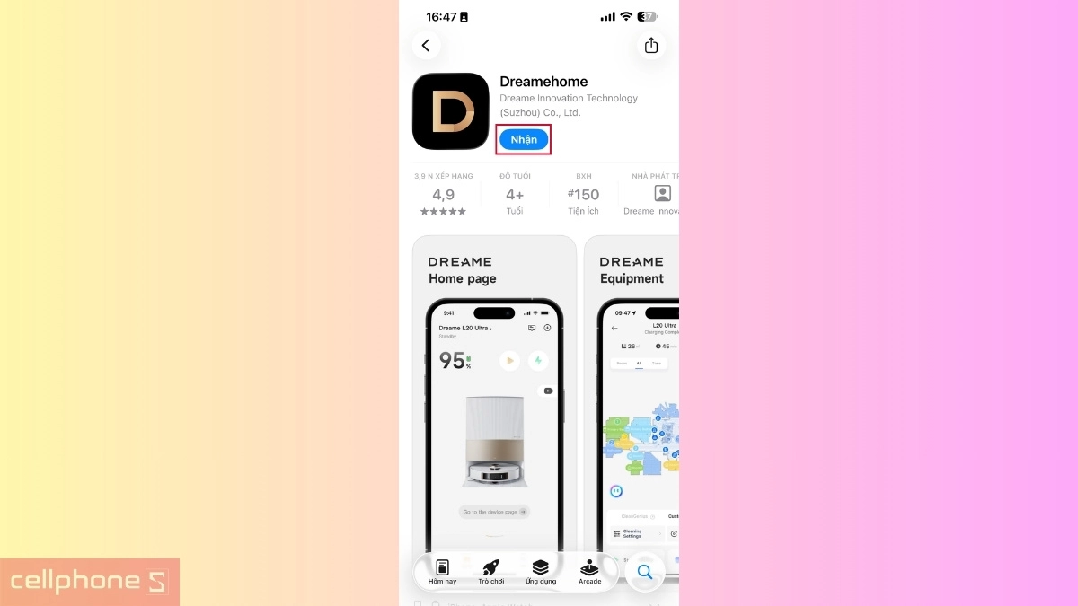 Tải ứng dụng Dreamehome để kết nối Robot hút bụi Dreame X60 Ultra