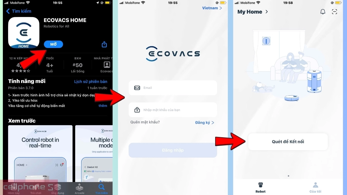 Hướng dẫn kết nối robot hút bụi Ecovacs X11 Pro Omni với app chi tiết