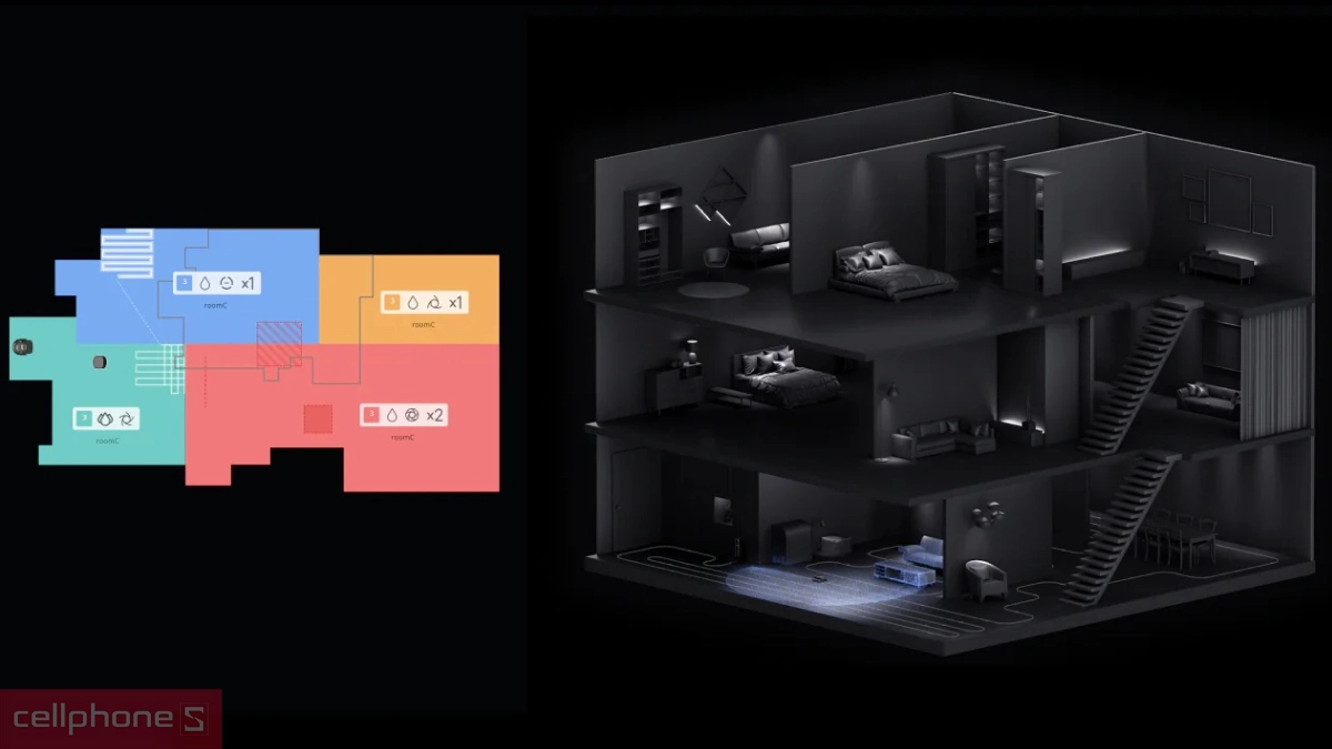 Khả năng hỗ trợ điều khiển thông minh qua điện thoại của robot hút bụi Eufy Omni S1 Pro