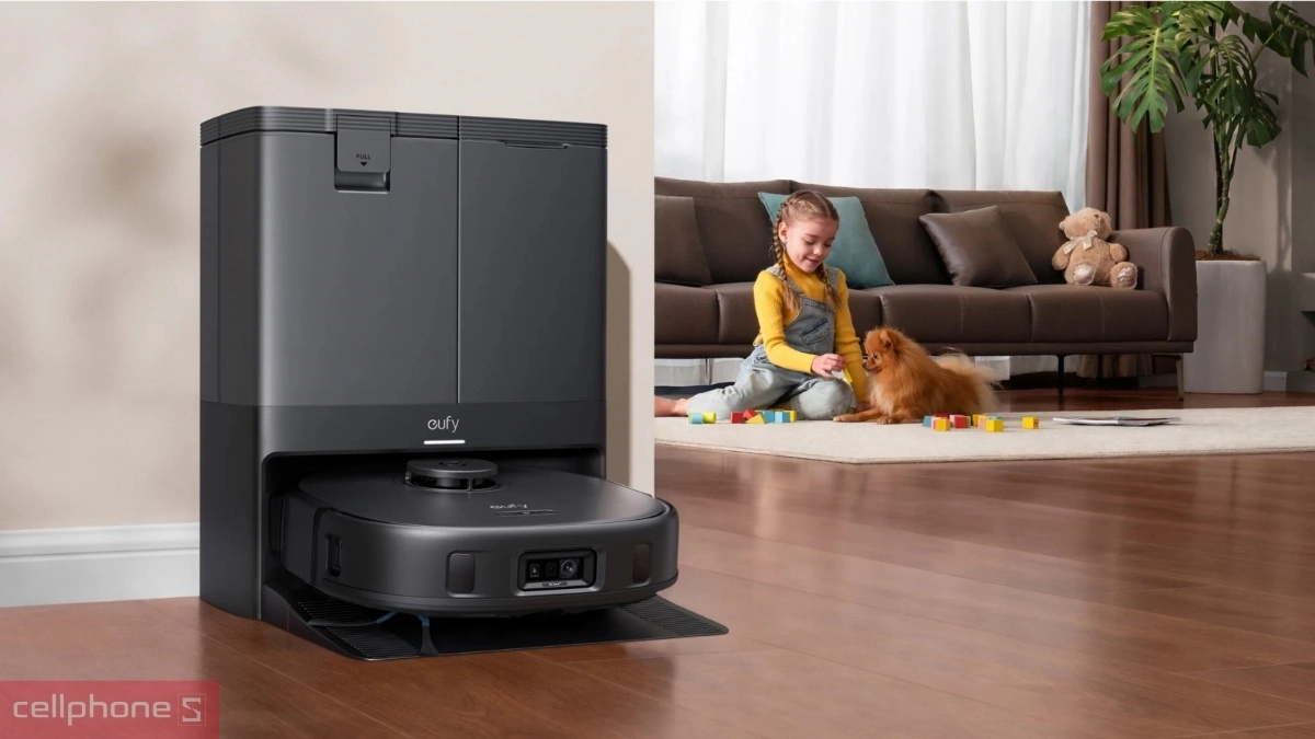 Thiết kế, trạm sạc và khả năng điều khiển qua app của robot hút bụi Eufy X10 Pro Omni