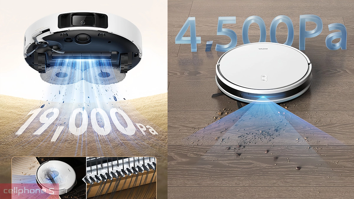 Lực hút robot hút bụi Mova