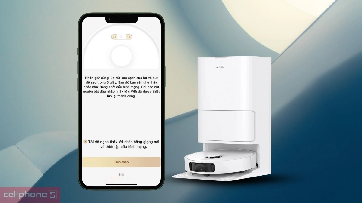  Nhấn nút nguồn để bật Mova E40 Ultra,