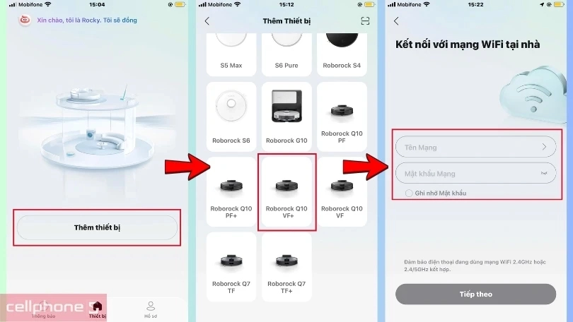 Hướng dẫn kết nối robot hút bụi lau nhà Roborock Q10 VF Plus với điện thoại