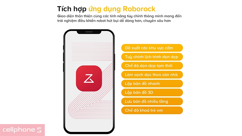 Khả năng điều khiển qua app của robot hút bụi Roborock QR 798