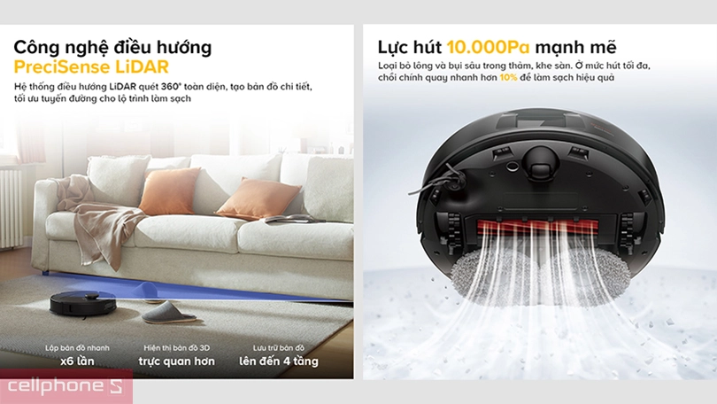 Hiệu suất dọn dẹp của robot hút bụi Roborock QR 798