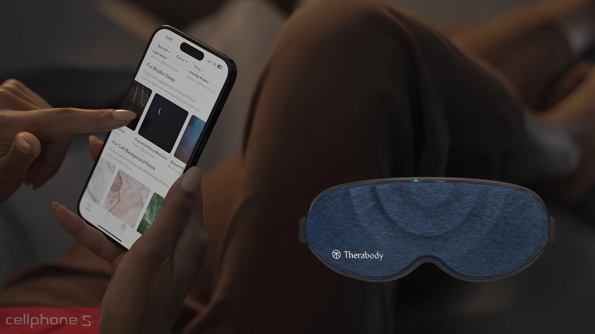 Kết nối ứng dụng với bịt mắt ngủ Therabody SleepMask ASIA