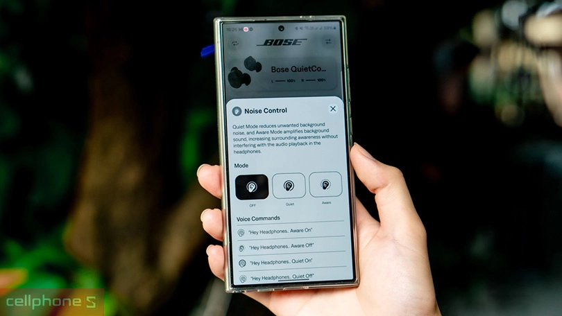 Điều khiển và kết nối trên tai nghe Bose Quietcomfort Earbuds