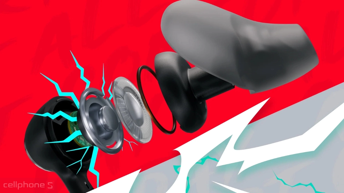 Driver 14mm trên Tai nghe Gaming HyperX Cloud Earbuds 3 S tái hiện âm thanh rõ nét