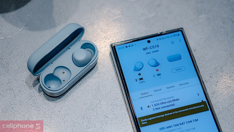 Thiết kế tai nghe Sony WF-C510