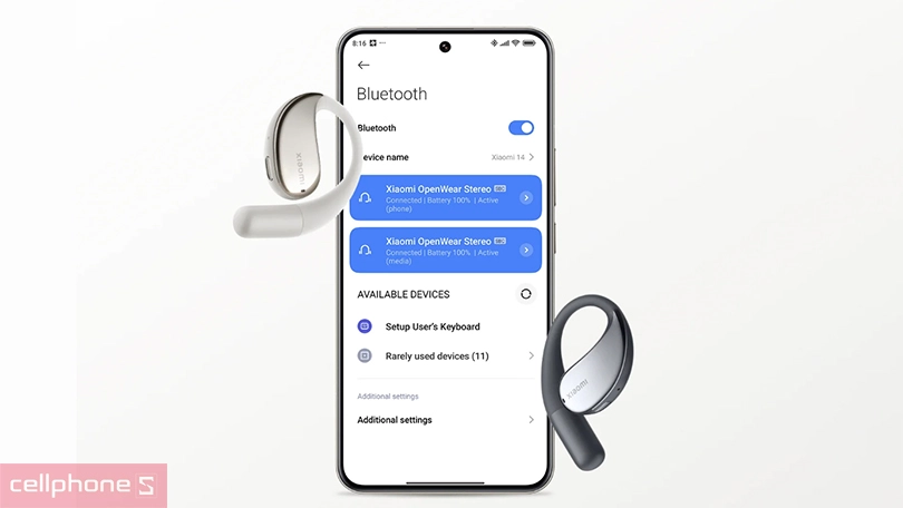 Điều khiển tai nghe Xiaomi OpenWear Stereo trên app