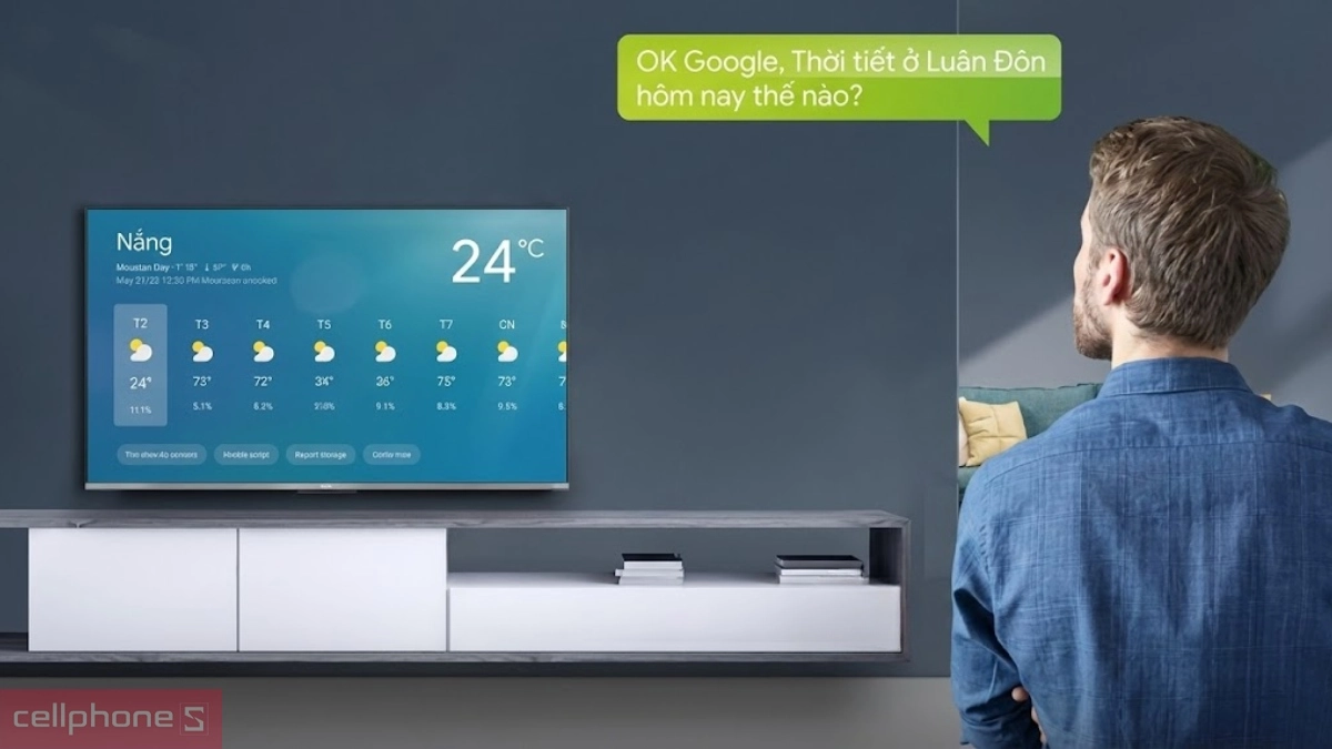 Tivi Aqua tích hợp Hands-free Voice Control cho phép điều khiển rảnh tay mà không cần remote