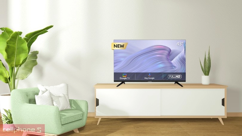 Thiết kế, kích thước Google tivi Coocaa 2K 43 inch 43Z72