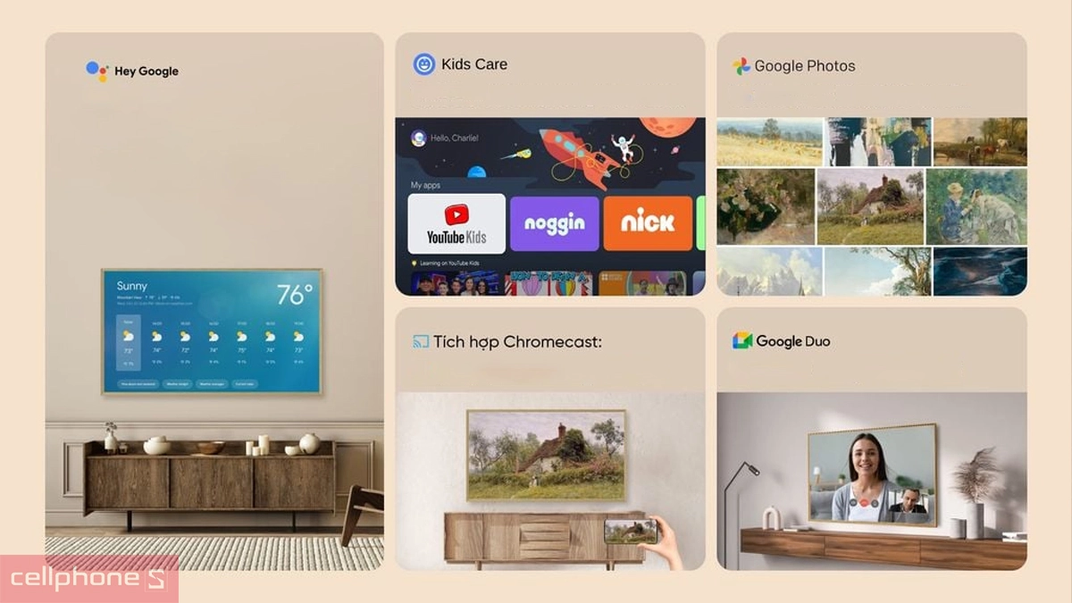 tiện ích thông minh Google Tivi QLED khung tranh Coocaa 86 inch 86L85