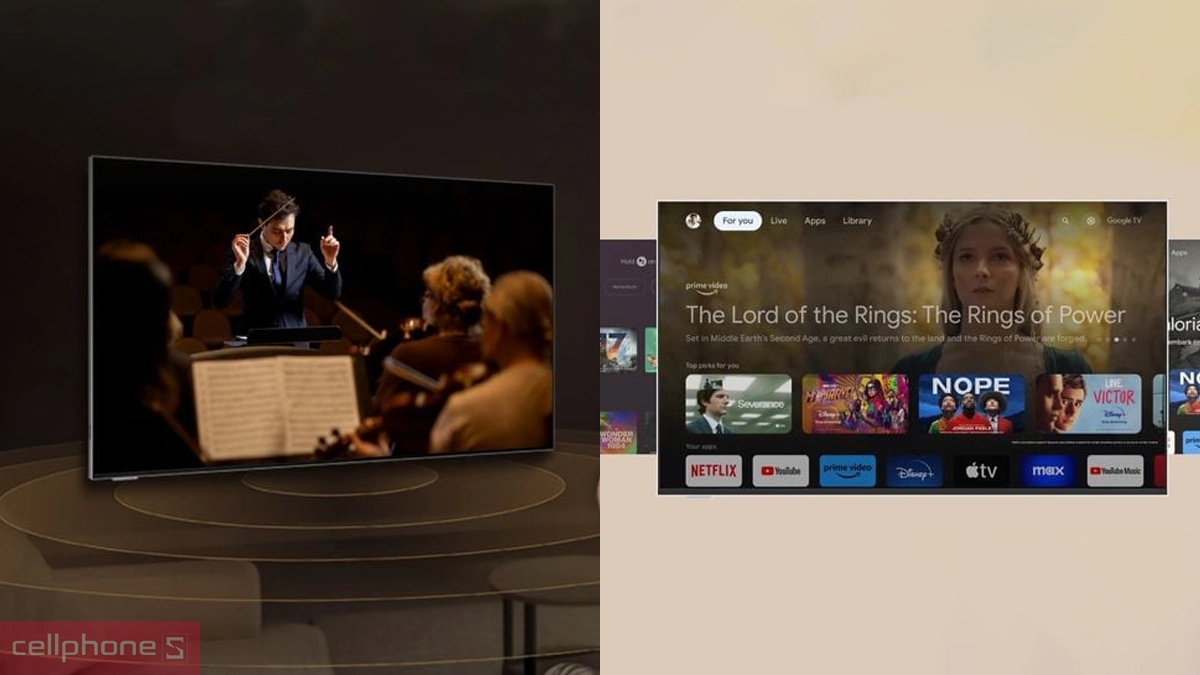 Google Tivi Coocaa khung tranh QLED 4K 86 inch 86LN7700G 2025 vận hành trên hệ điều hành Google TV