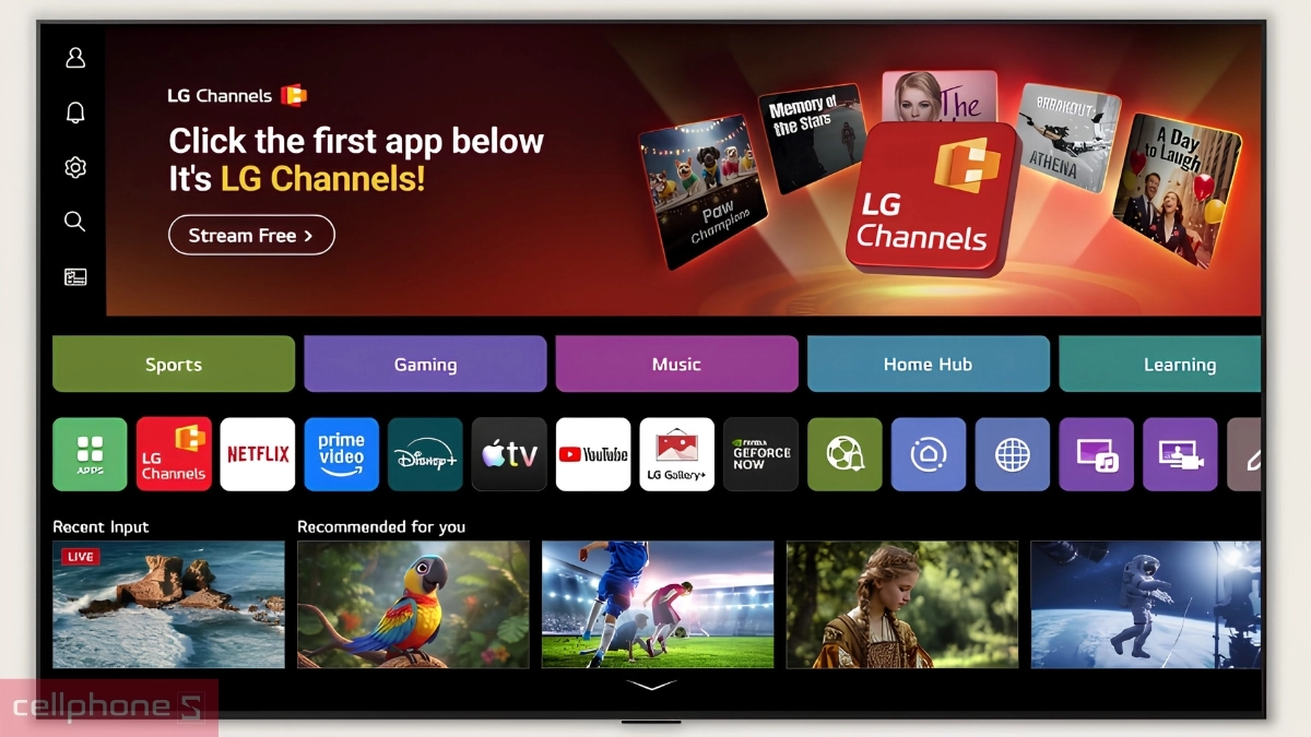 Giao diện webOS 26 trên Smart Tivi LG QNED 4K 55 inch (55QNED86BSA)