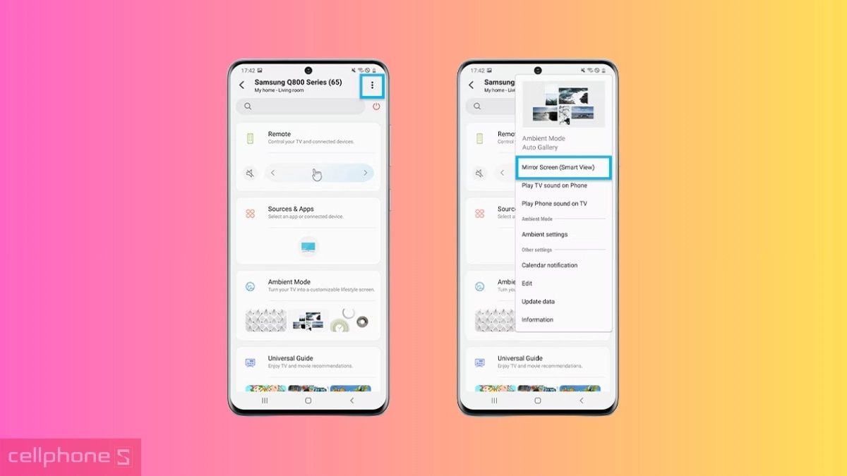 Làm thế nào để phản chiếu màn hình điện thoại lên Smart Tivi Samsung QA55Q60D