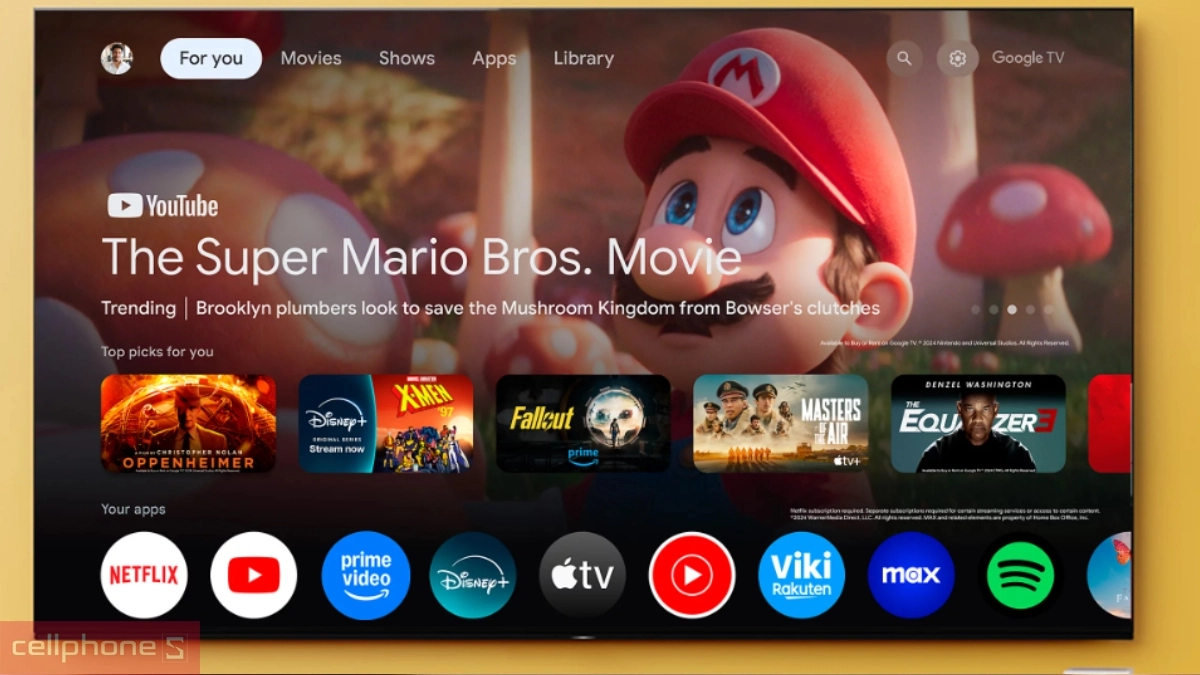 Hệ điều hành, các ứng dụng hỗ trợ điều khiển của Google Tivi Sony Mini LED 4K 75 inch K-75XR50