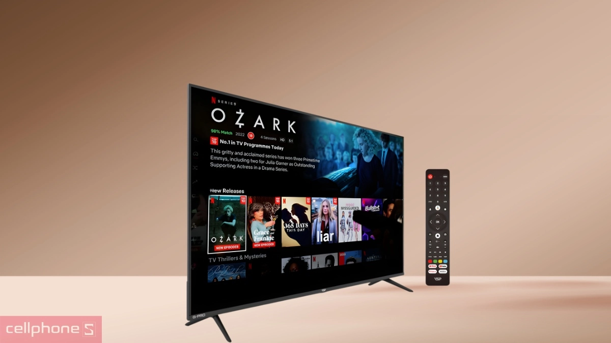 AI nâng cấp khung hình Smart Tivi VSP QLED UHD 4K 43 inch VUE43GSU01