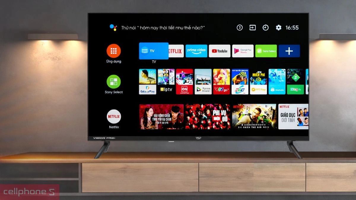 Màn hình QLED và tần số quét MEMC Smart Tivi VSP QLED UHD 4K 55 inch VUE55GSU01