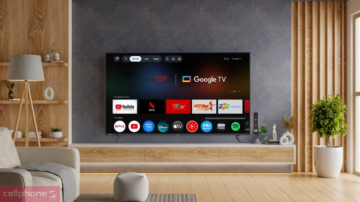 Thiết kế Smart Tivi VSP QLED UHD 4K 75 inch VUE75GQU01