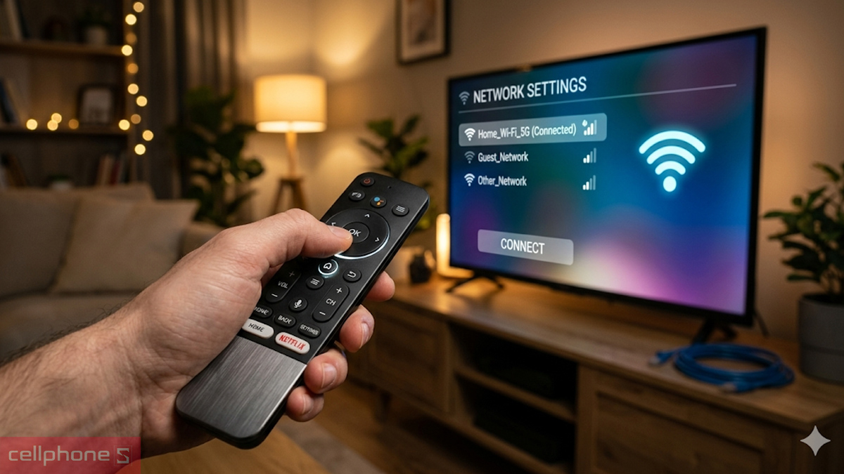 Hướng dẫn kết nối internet Tivi 32 inch