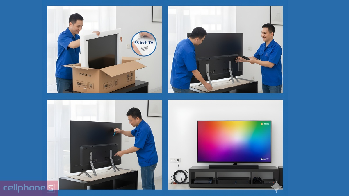 Hướng dẫn lắp đặt Tivi 55inch chi tiết và đơn giản