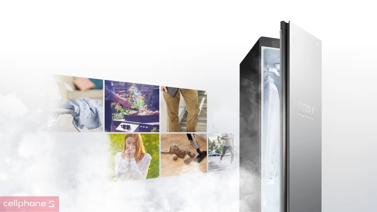 Cơ chế tủ chăm sóc quần áo thông minh LG Styler 3 móc Inverter S3MFC