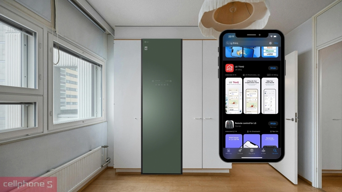 Điều khiển tủ chăm sóc quần áo thông minh LG Styler 5 móc Inverter S5GOC