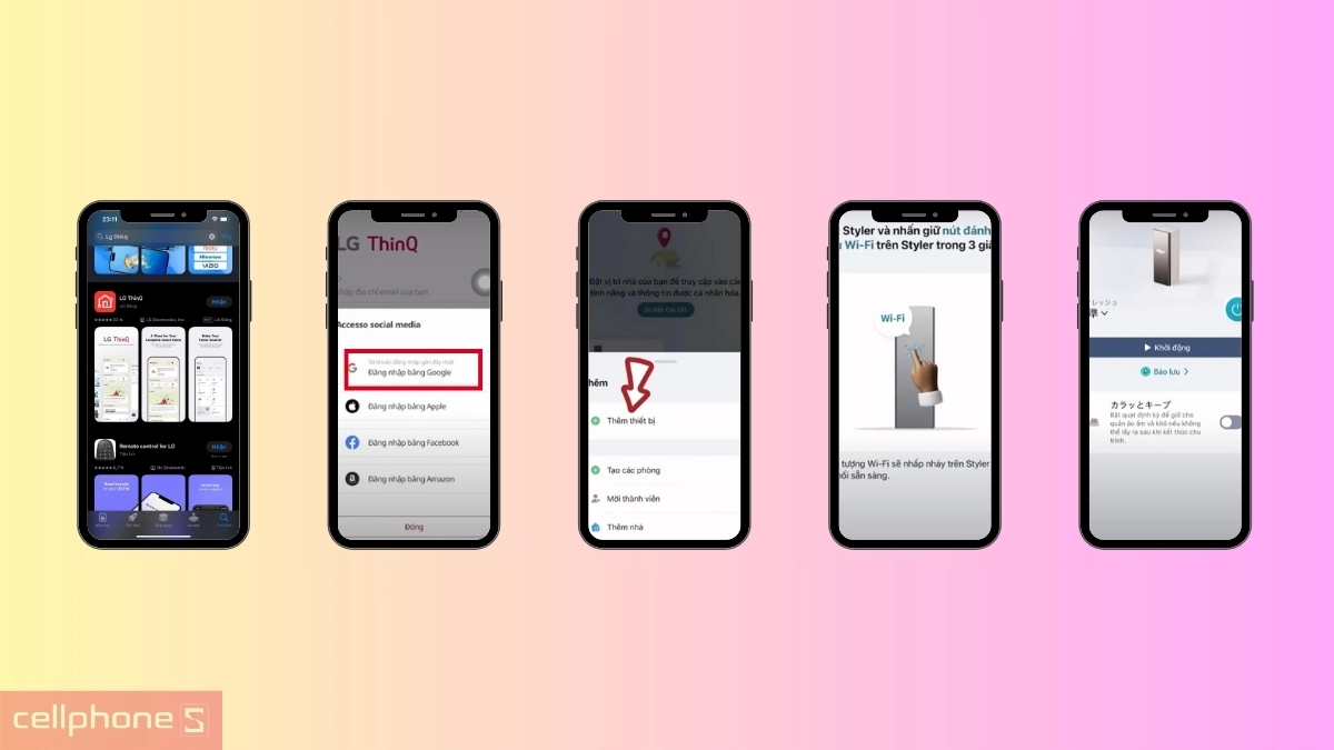 Cách kết nối LQ ThinQ với tủ chăm sóc quần áo thông minh LG Styler 5 móc Inverter S5GOC