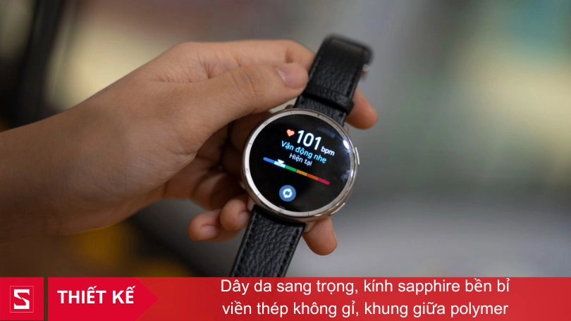 Chất liệu, khả năng kháng nước của đồng hồ thông minh Amazfit Active 2 Premium Sapphire dây da