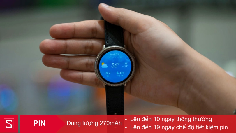 Pin, khả năng sạc của đồng hồ thông minh Amazfit Active 2 Premium Sapphire dây da