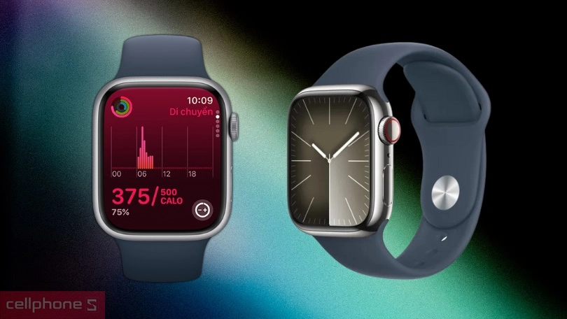 Apple Watch Series 9 45mm (4G) viền thép dây cao su M/L - Hỗ trợ tập luyện chuyên nghiệp