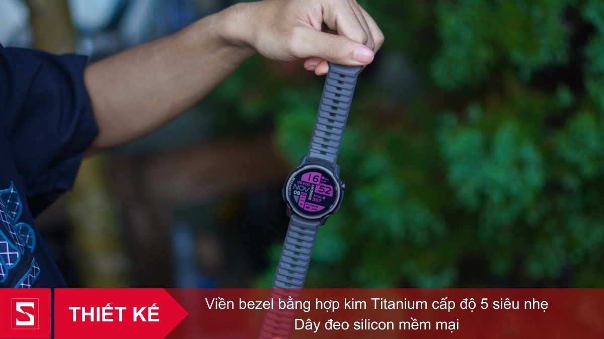 Thiết kế đồng hồ thông minh Coros Apex 4 46mm sử dụng viền bezel bằng hợp kim Titanium cấp độ 5 siêu nhẹ