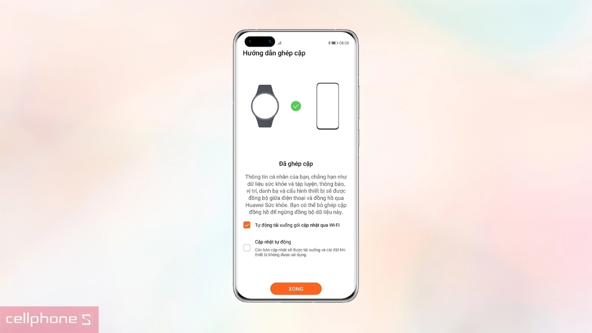 Nhấn “Xác nhận” trên màn hình đồng hồ khi xuất hiện yêu cầu ghép cặp.