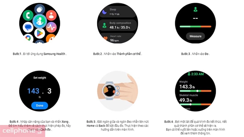 Cách phân tích thành phần cơ thể trên Samsung Galaxy Watch4 Classic 46mm